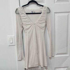 Princess Polly Cream Long Sleeve Dress